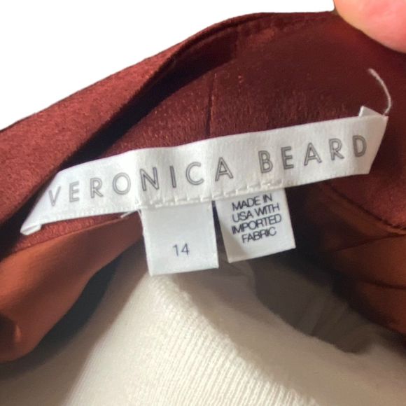 Veronica Beard Briony Wrap Midi Dress in Clay Copper 14 Satin Flattering - Picture 9 of 13